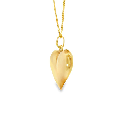 14K Yellow Gold Puff Heart Pendant with 30” Chain