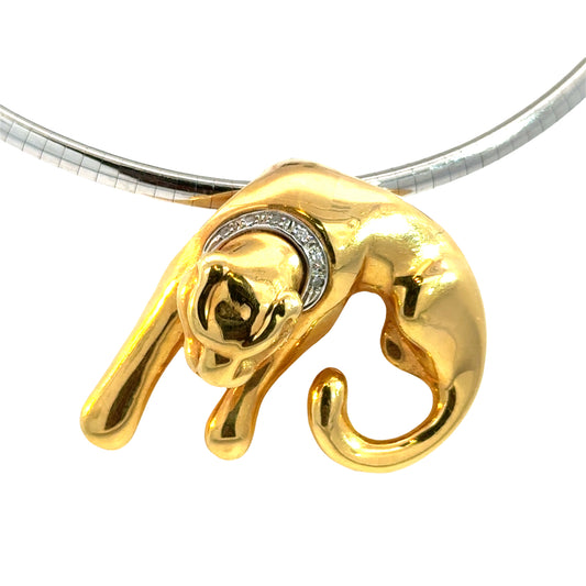 14K Yellow 14K Yellow Gold Panther Pendant with Diamond Accents