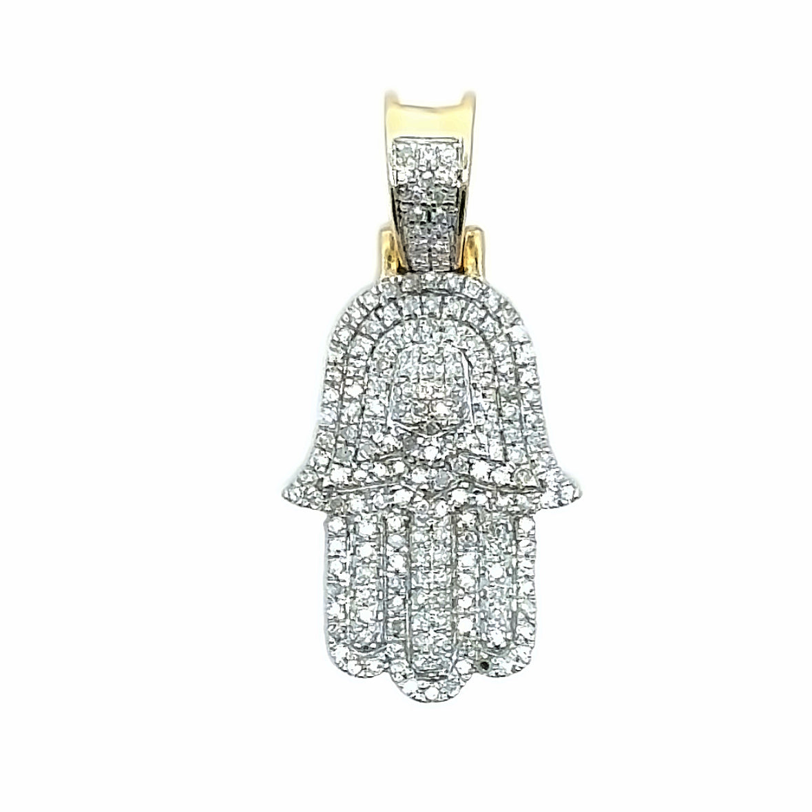 14K Yellow Gold Hamsa Diamond Pendant