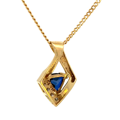 14K Yellow Gold Tanzanite Diamond Geometric Pendant