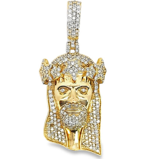 Yellow Gold & Diamond Jesus Pendant