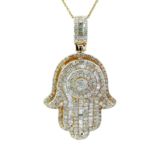 14K Yellow Gold Open Gallery Design Hamsa Pendant