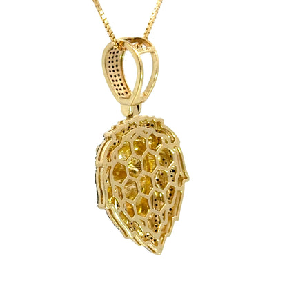 Lion Head Pendant with Black Diamonds & Ruby Eyes – Yellow Gold