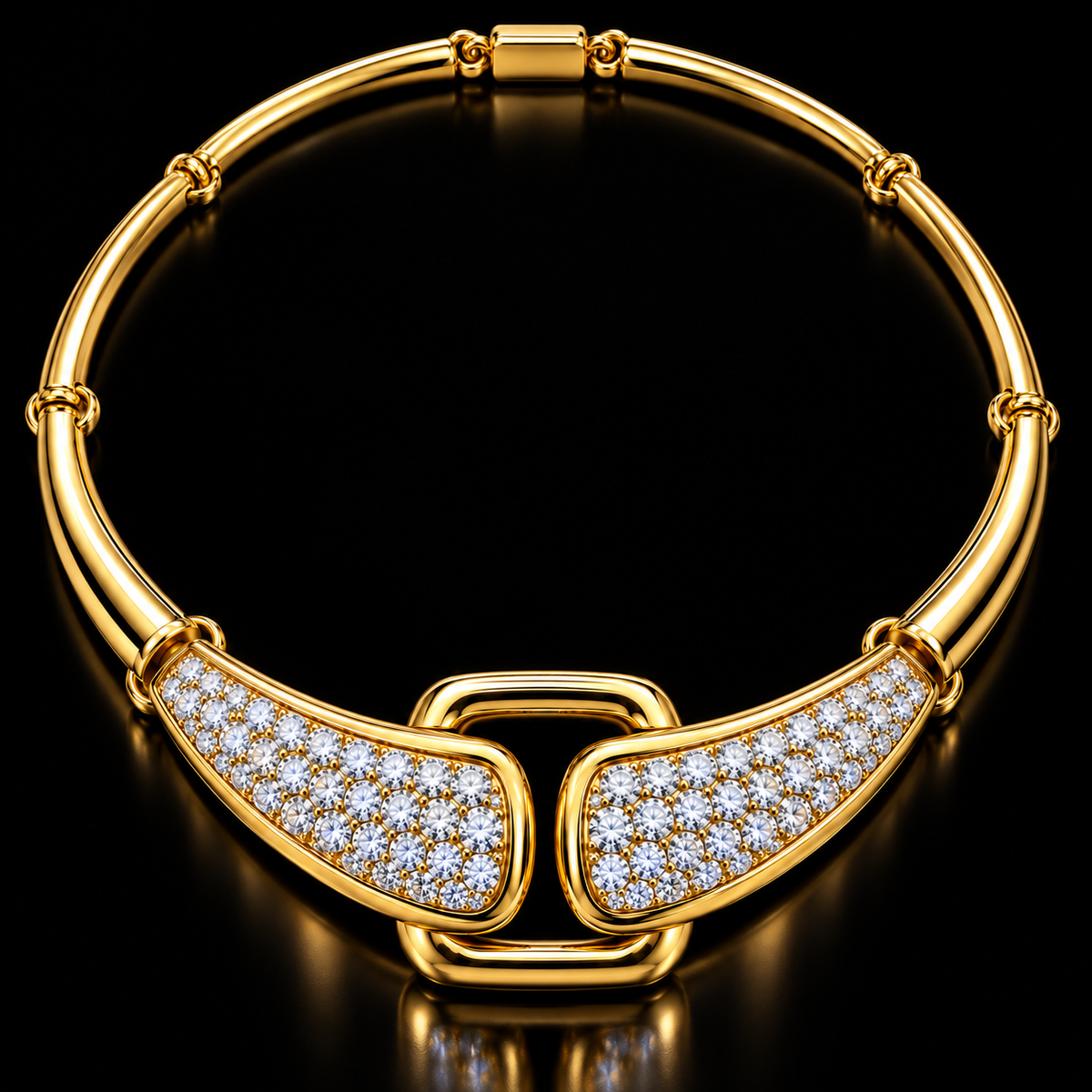 18K Yellow Gold 4.80 CT Diamond Sculptural Choker Necklace
