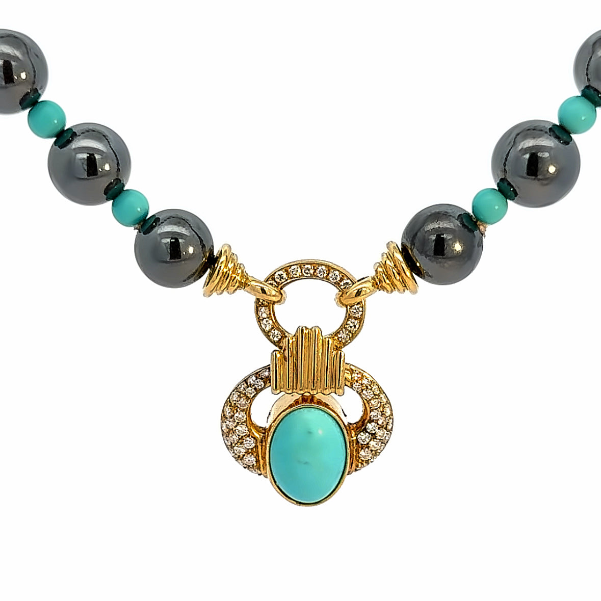 Bellucci Asuncion 18K Yellow Gold Turquoise, Hematite & Diamond Necklace