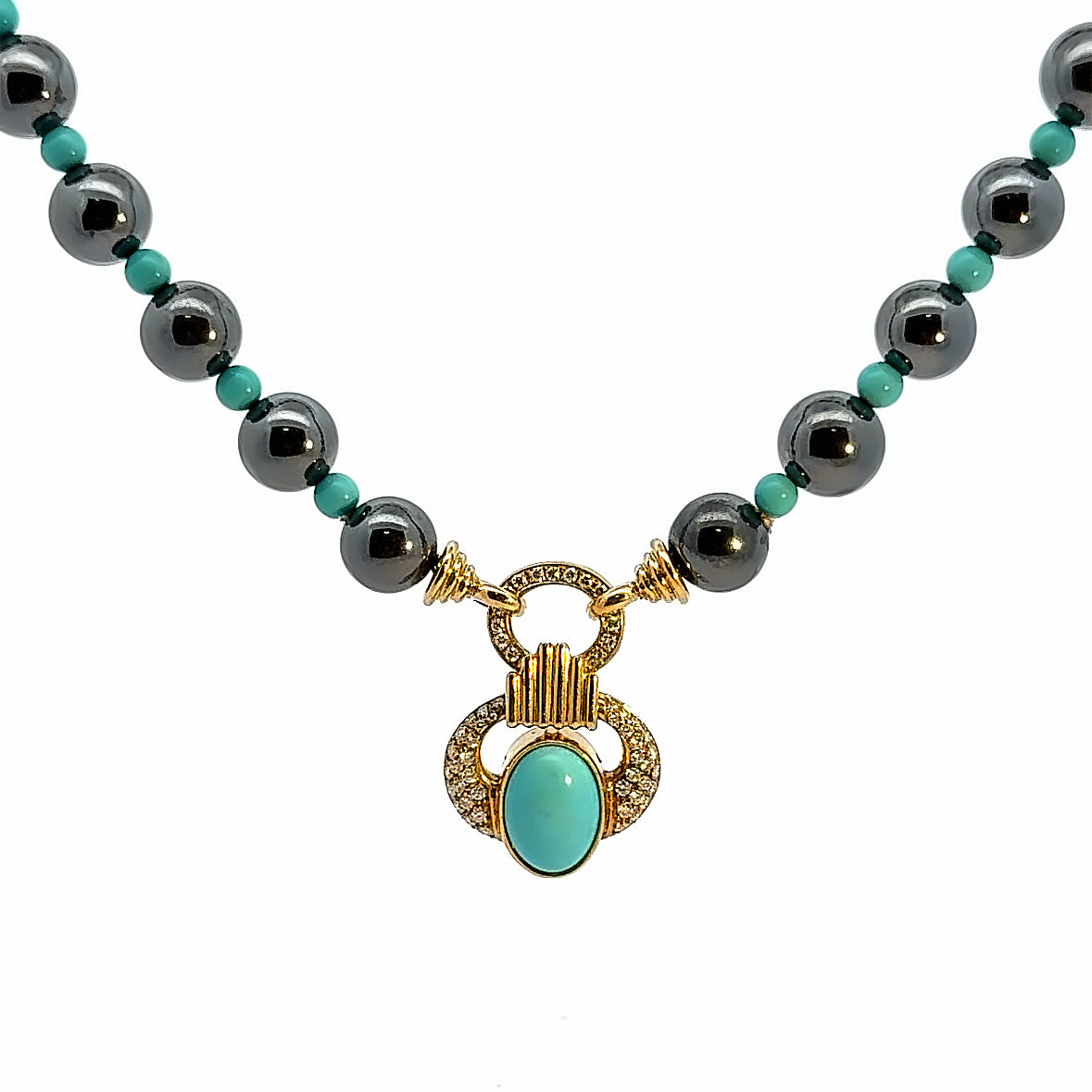 Bellucci Asuncion 18K Yellow Gold Turquoise, Hematite & Diamond Necklace