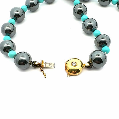 Bellucci Asuncion 18K Yellow Gold Turquoise, Hematite & Diamond Necklace