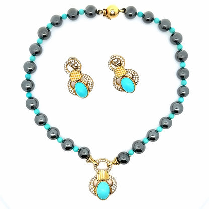 Bellucci Asuncion 18K Yellow Gold Turquoise, Hematite & Diamond Necklace