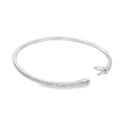 14K White Gold Elegant Diamond Bangle