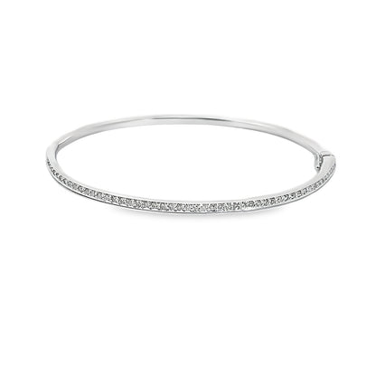 14K White Gold Elegant Diamond Bangle