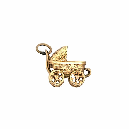 Vintage 14K Yellow Gold Baby Carriage Charm