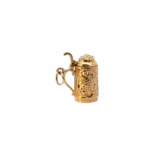 Vintage 14K Yellow Gold Beer Jug with Lid Charm