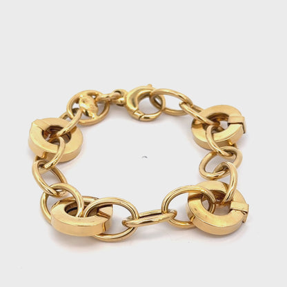 Vintage Golden Point 18K Yellow Gold Statement Link Bracelet