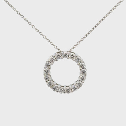 THE LEO 14K White Gold Elegant Circle Pendant Necklace