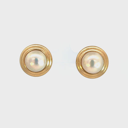 Estate 14K Yellow Gold Domed Mabé Pearl French Clip Earrings