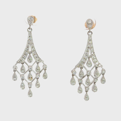 18K White Gold Diamond Chandelier Earrings