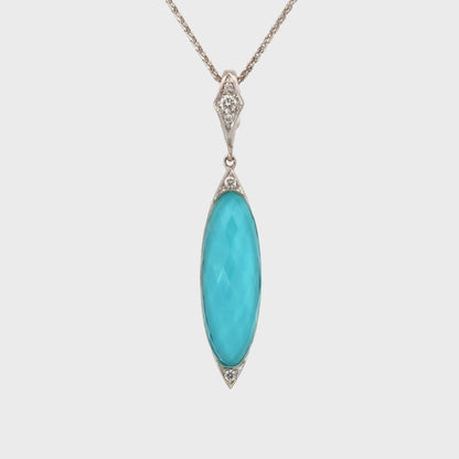 Stephen Webster Turquoise Quartz & Diamond Enhancer Pendant in 18K White Gold