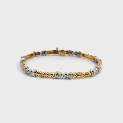 14K Two Tone Gold Bezel Set Diamond Bracelet