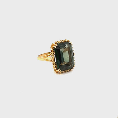 Unique 14K Green Amethyst Cocktail Ring