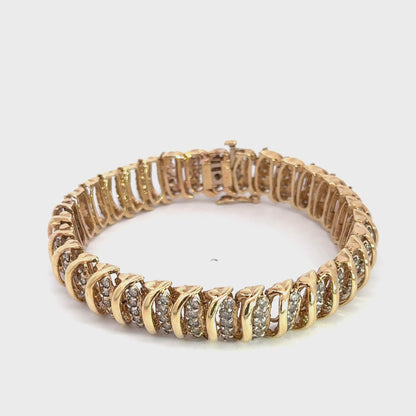 Vintage 1980’s Yellow Gold Diamond S-Link Bracelet