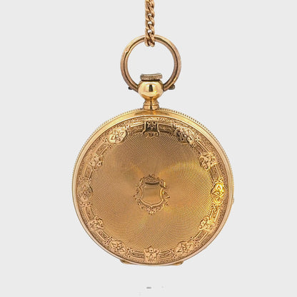 Antique 18K Gold Pocket Watch Ornate Guilloché Case