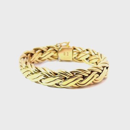 18K Yellow Gold Woven Link Bracelet – 1970s Vintage