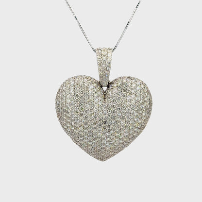 Large ICEBOX Diamond Heart Pendant 14K White Gold