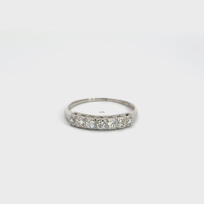 14K White Gold Seven Diamond Stacking Ring