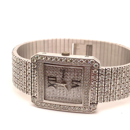 Piaget 18K White Gold & Diamond Watch – Full Pavé Dial and Bracelet