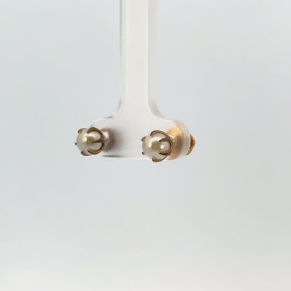 Vintage Yellow Gold Pearl Screw-Back Earrings