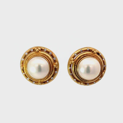 18K Mabe Pearl & Diamond Accent Clip-On Earrings