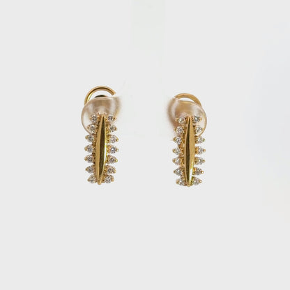Estate 18K Gold Earrings with Diamond Borders