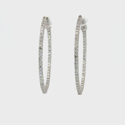 BIRKS 18K White Gold Diamond Inside-Out Oval Hoop Earrings