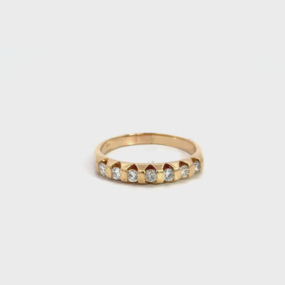 14K Yellow Gold Seven-Diamond Band Ring