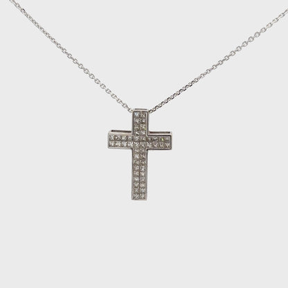 14K White Gold Diamond Cross