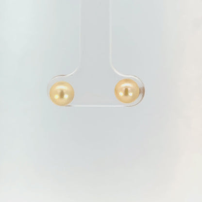 14K Yellow Gold 6mm Light Yellow Pearl Stud Earrings