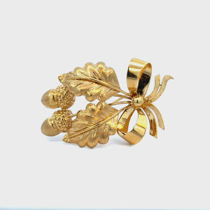 Tiffany & Co. Vintage Oak Leaf & Acorn Brooch / Pendant in 18K Gold – Made in Italy