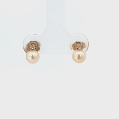 14K Yellow Gold Diamond & Pearl Convertible Drop Earrings