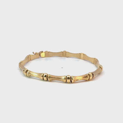 14K Gold Bamboo Link Bracelet Vintage