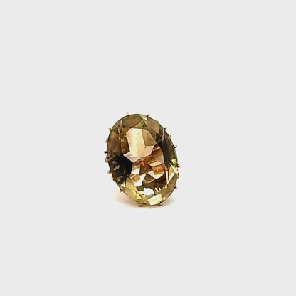 18K Yellow/Green Topaz Ring with a Beautiful Vintage Basket Setting