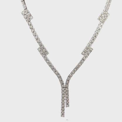 Diamond Fringe Drop Necklace 18K White Gold