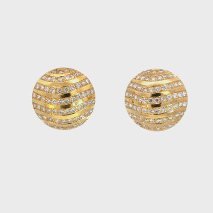 14K Yellow Gold Diamond Dome Clip-On Earrings