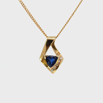 14K Yellow Gold Tanzanite Diamond Geometric Pendant