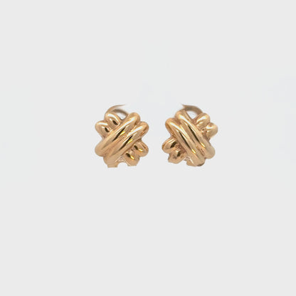 14K Yellow Gold X-Shape French Clip Earrings