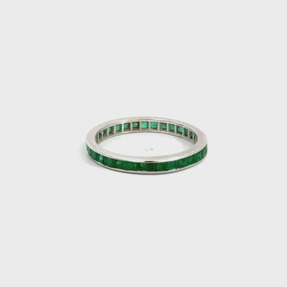 14K White Gold Emerald Eternity Band