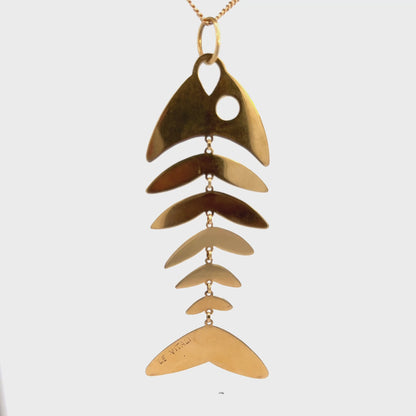 Le Vitali 18K Yellow Gold Fish Pendant Articulated Design