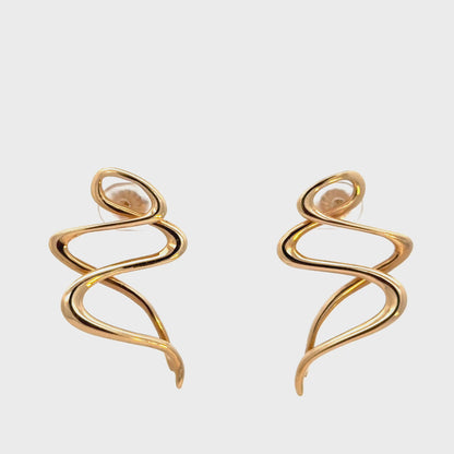 14K Yellow Gold Sculptural Ribbon Earrings