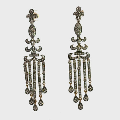 18K Yellow Gold Diamond Chandelier Earrings