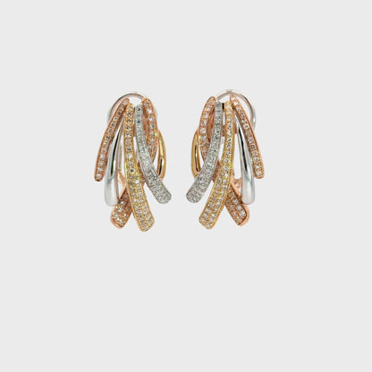 EFFY 14K Tri-Color Diamond Ribbon Earrings