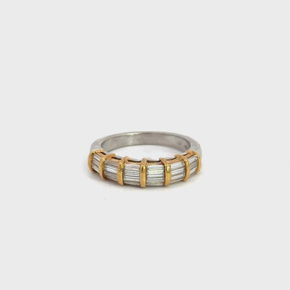 Platinum & 18K Yellow Gold Baguette Diamond Band